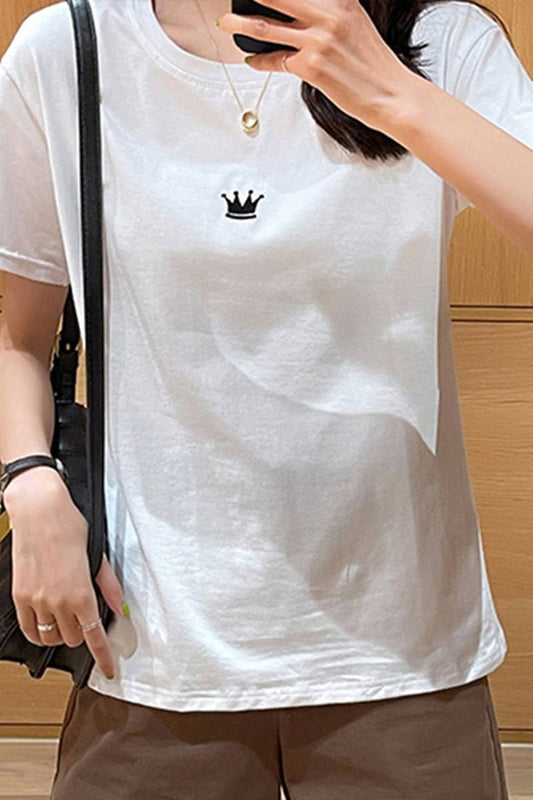 Cwtts0988_Crown Print Casual T Shirt