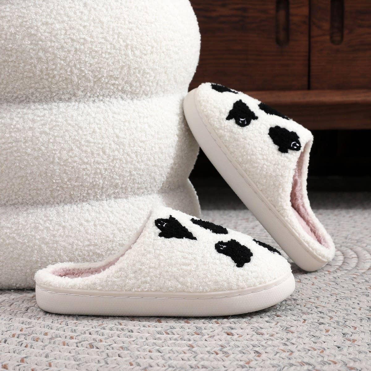 Halloween Indoor Slippers Fuzzy Ghost Couple Shoes_CWSHF0021