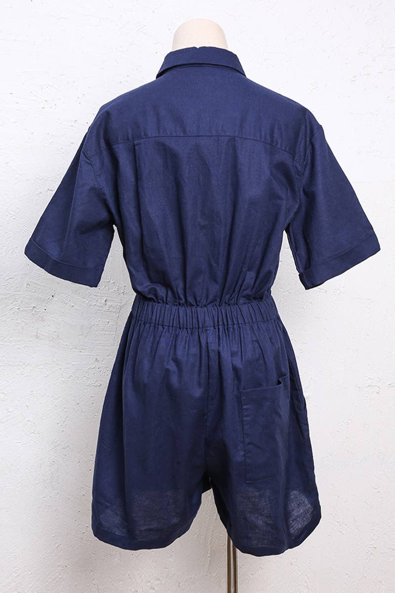 LINEN-COTTON SHORT SLEEVED ONESIE