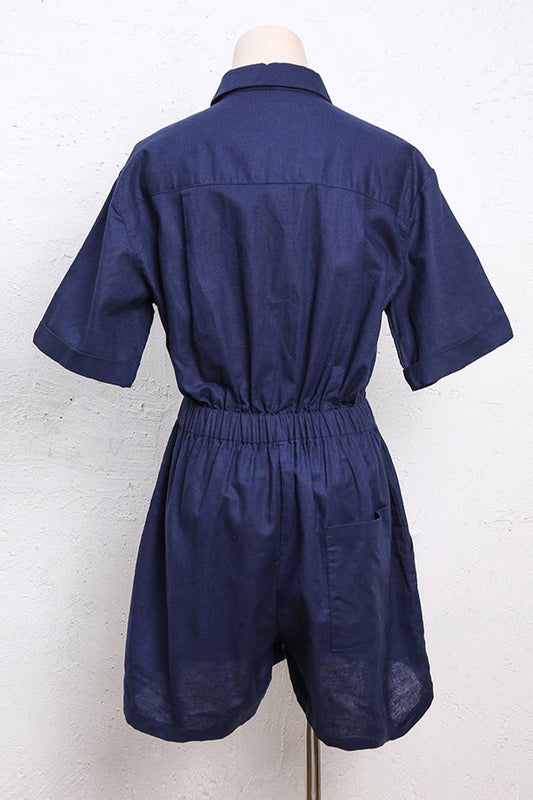 LINEN-COTTON SHORT SLEEVED ONESIE