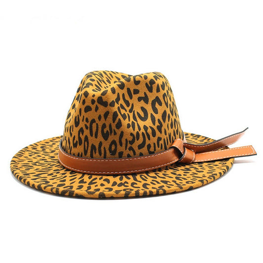 VINTAGE LEOPARD WOOLEN HAT COWBOY HAT FELT HAT_CWAH2603