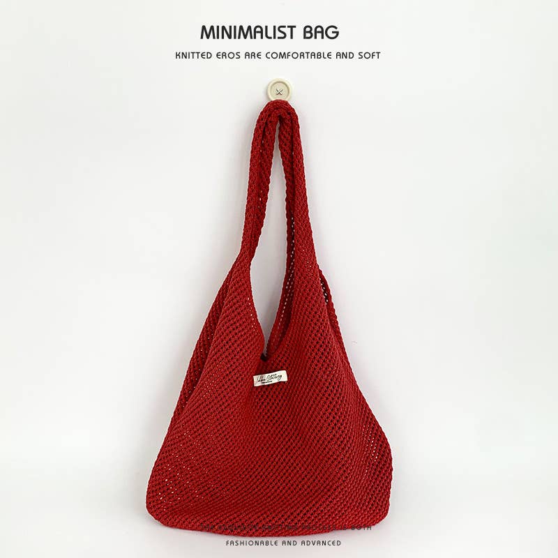 Hollowed-out beach laid-back style woven bag