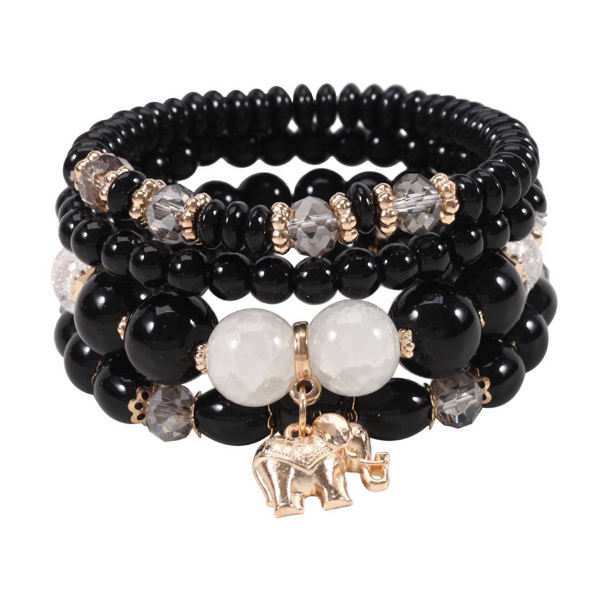 CWMM10439_BOHO ELEPHANT PENDANT BEADED BRACELET FOR WOMEN