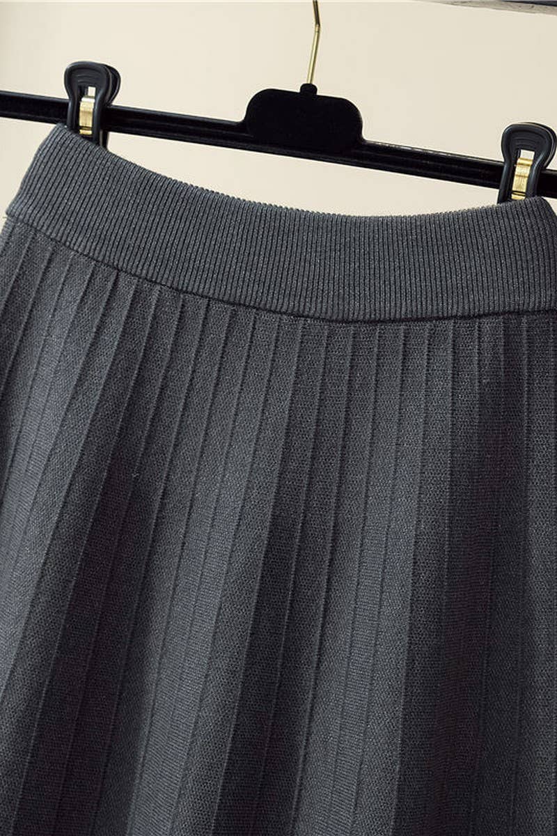 CWBLS0301_HIGH WAIST MID-LENGTH WAVY KNITTED SKIRT