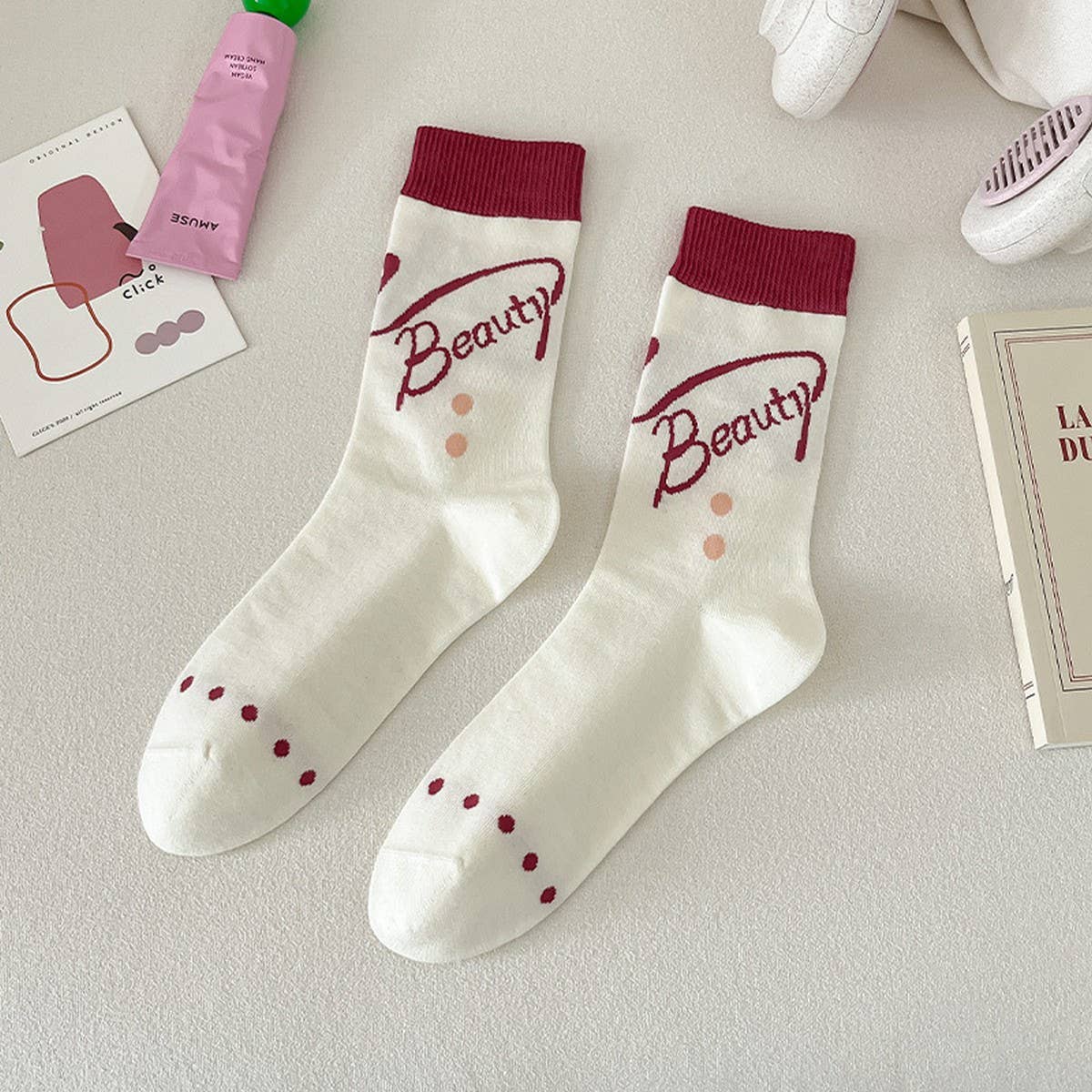 CUTE CARTOON PATTERN PURE COTTON MID-CALF SOCKS