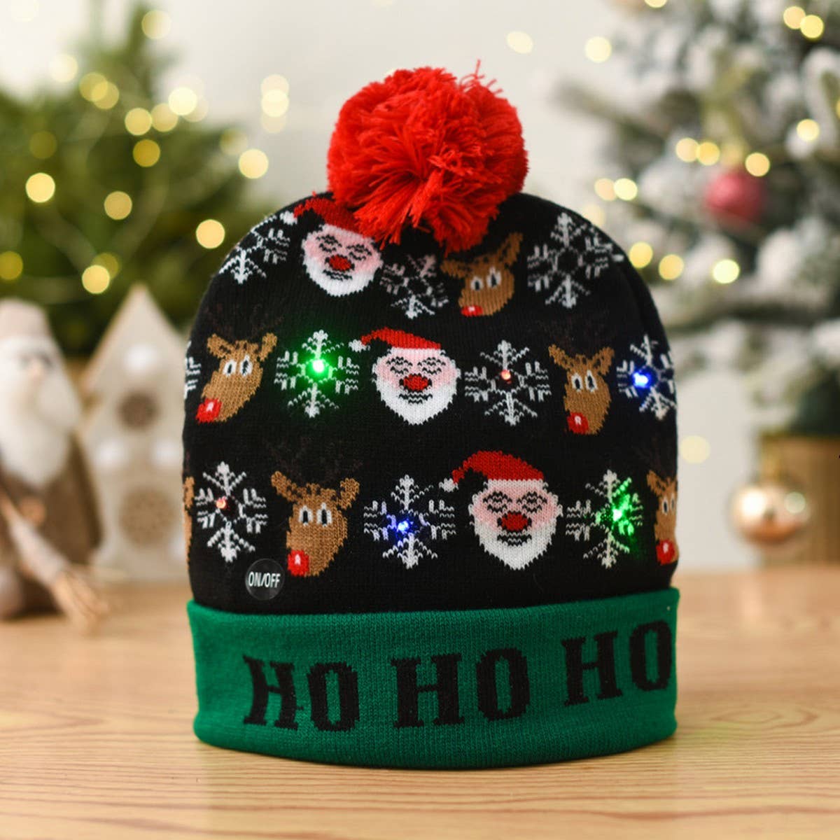 CHRISTMAS LED LIGHT GLOWING KNITTED CHRISTMAS HAT_CWAH2314