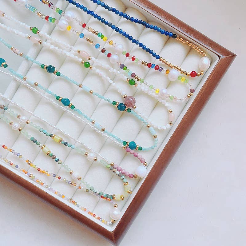 Baroque pearl natural stone necklace