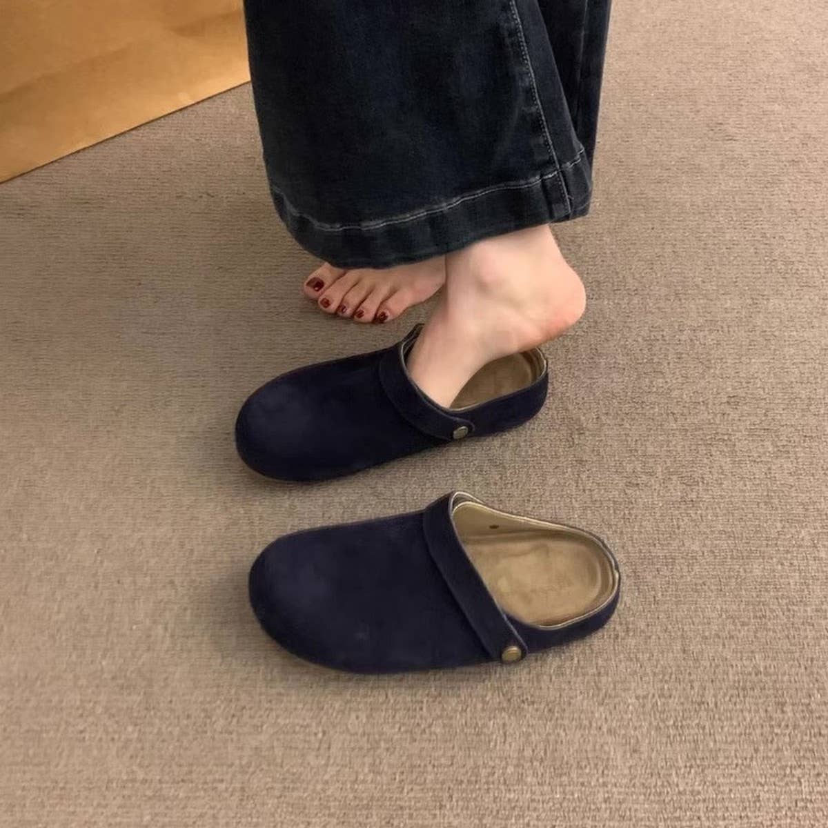 Leather Platform Clog Mules for Women