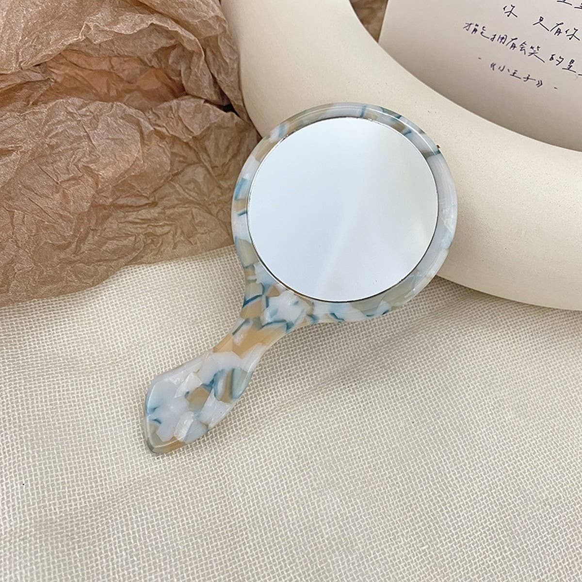 Retro Style Geometric Handheld Makeup Mirror_CWMM6397