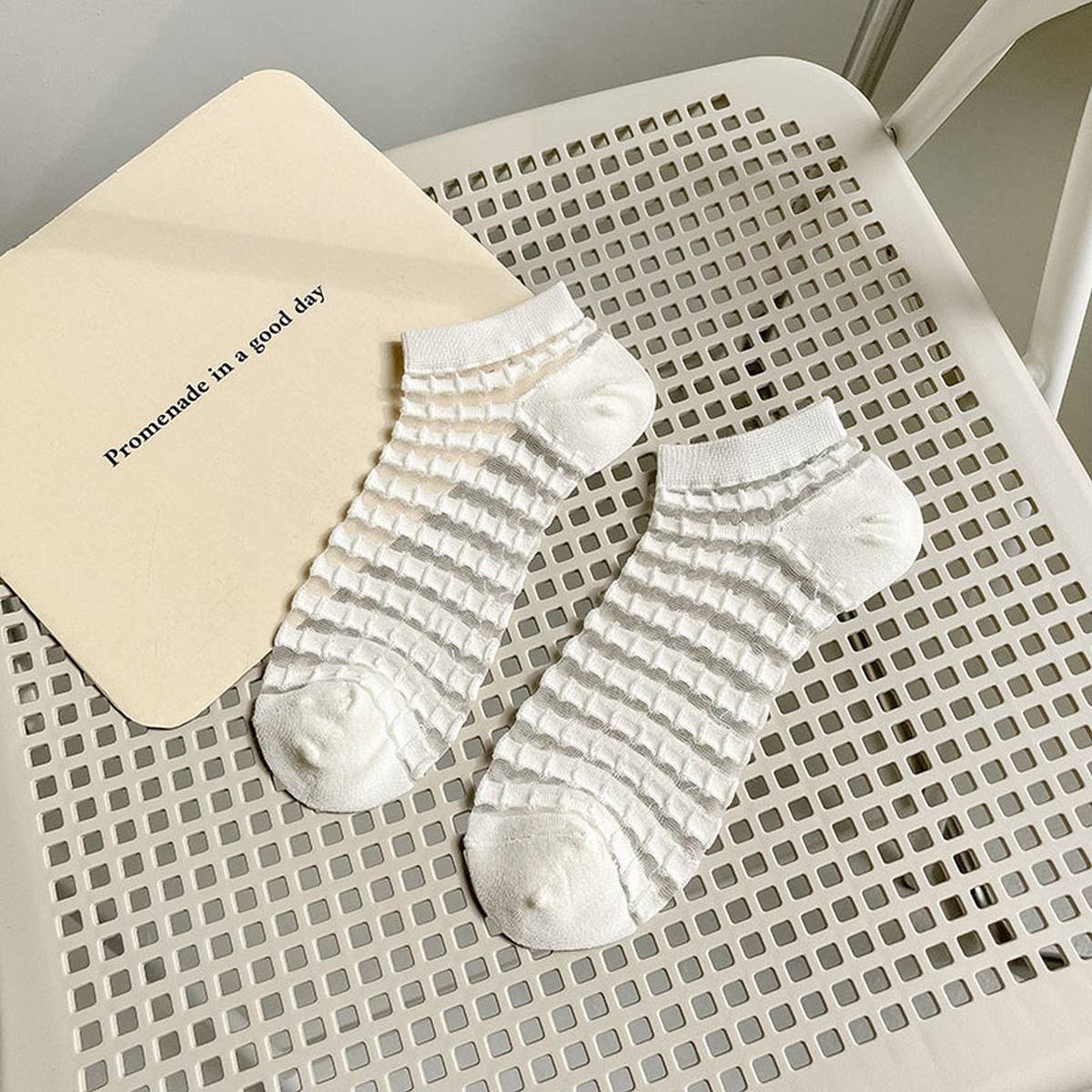 WHITE BOAT SOCKS HOLLOW MESH INVISIBLE SOCKS