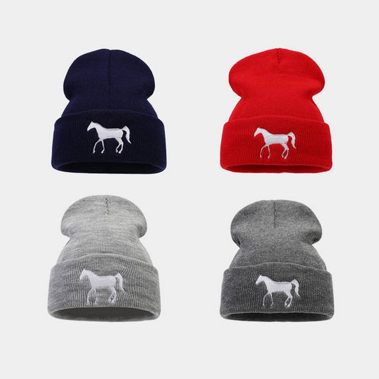 HORSE EMBROIDERY WARM COLD OUTDOOR KNITTED HAT_CWAH2090