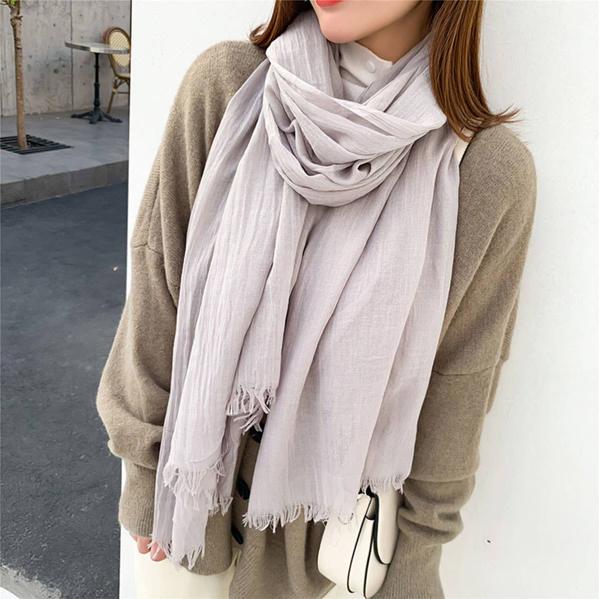 Cotton Linen Solid Color Beach Shawl Scarf