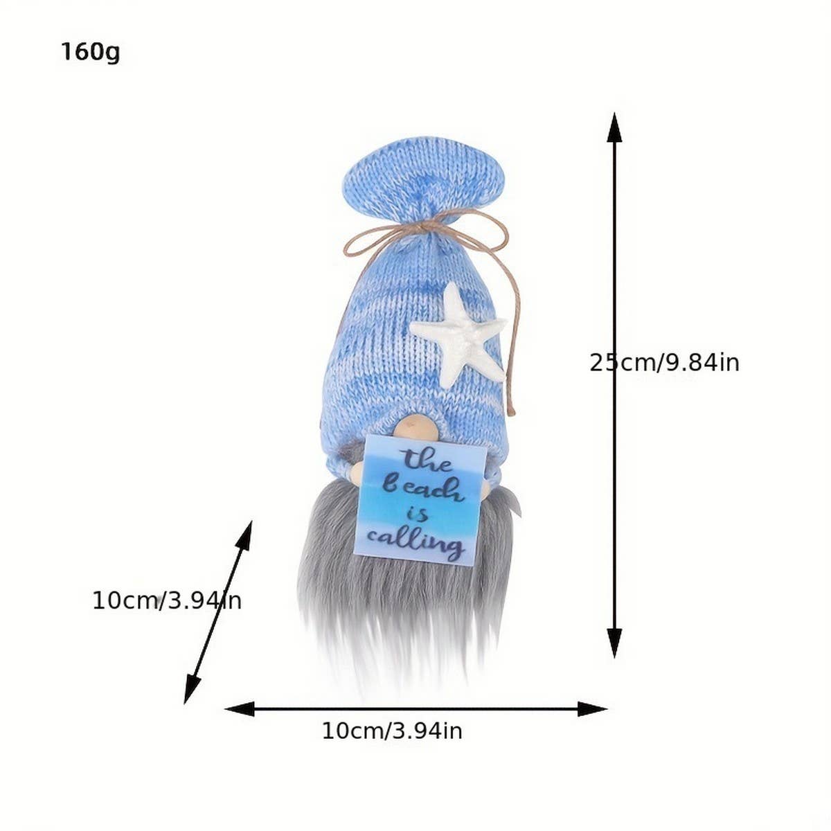 CWMM10343_KNITTED OCEAN PLUSH DOLL STARFISH GNOME DECOR