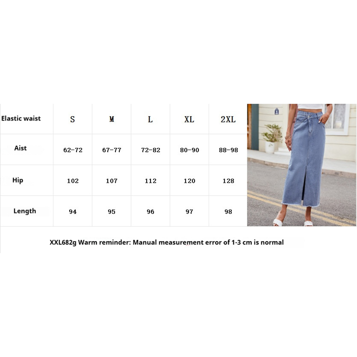 Women??¢s Washed Denim Maxi Skirt Asymmetrical_CWJSK0205