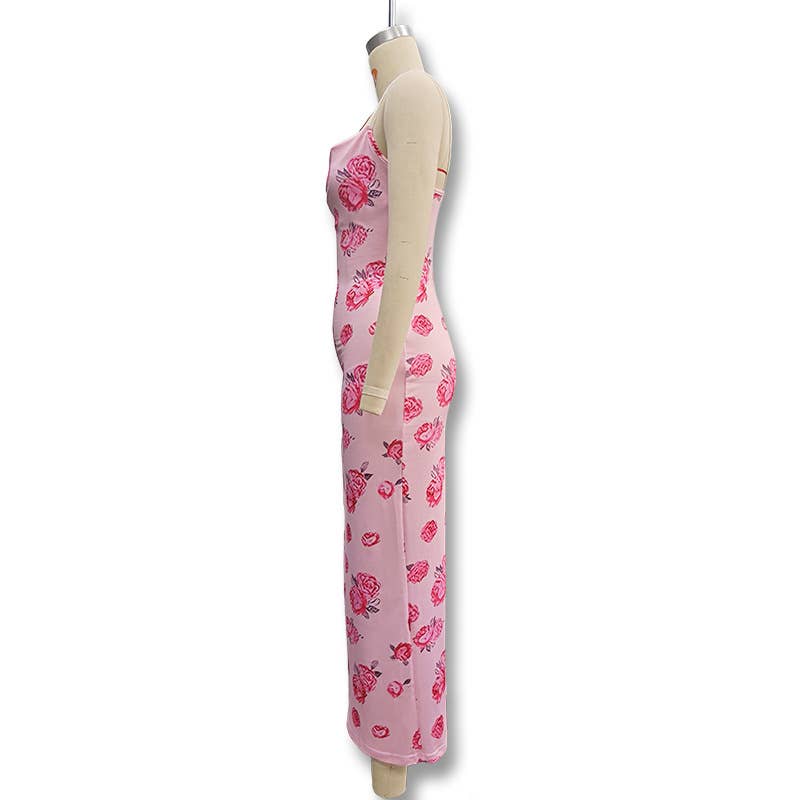 Printed halter dress that covers the buttocks