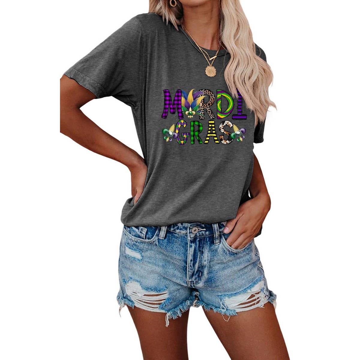 EASTER LOOSE PRINT ROUND NECK PULLOVER T SHIRT_CWTTS0798