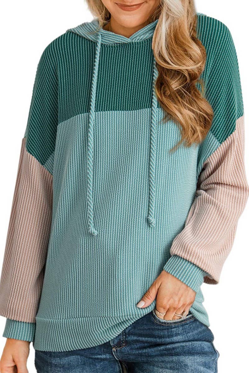 CWOHOL00597_TWIST STRIPE COLORBLOCK LONG SLEEVE HOODIE