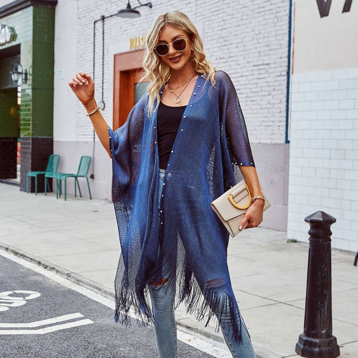LONG TASSEL LACE FRONT OPEN KIMONO FOR SUMMER