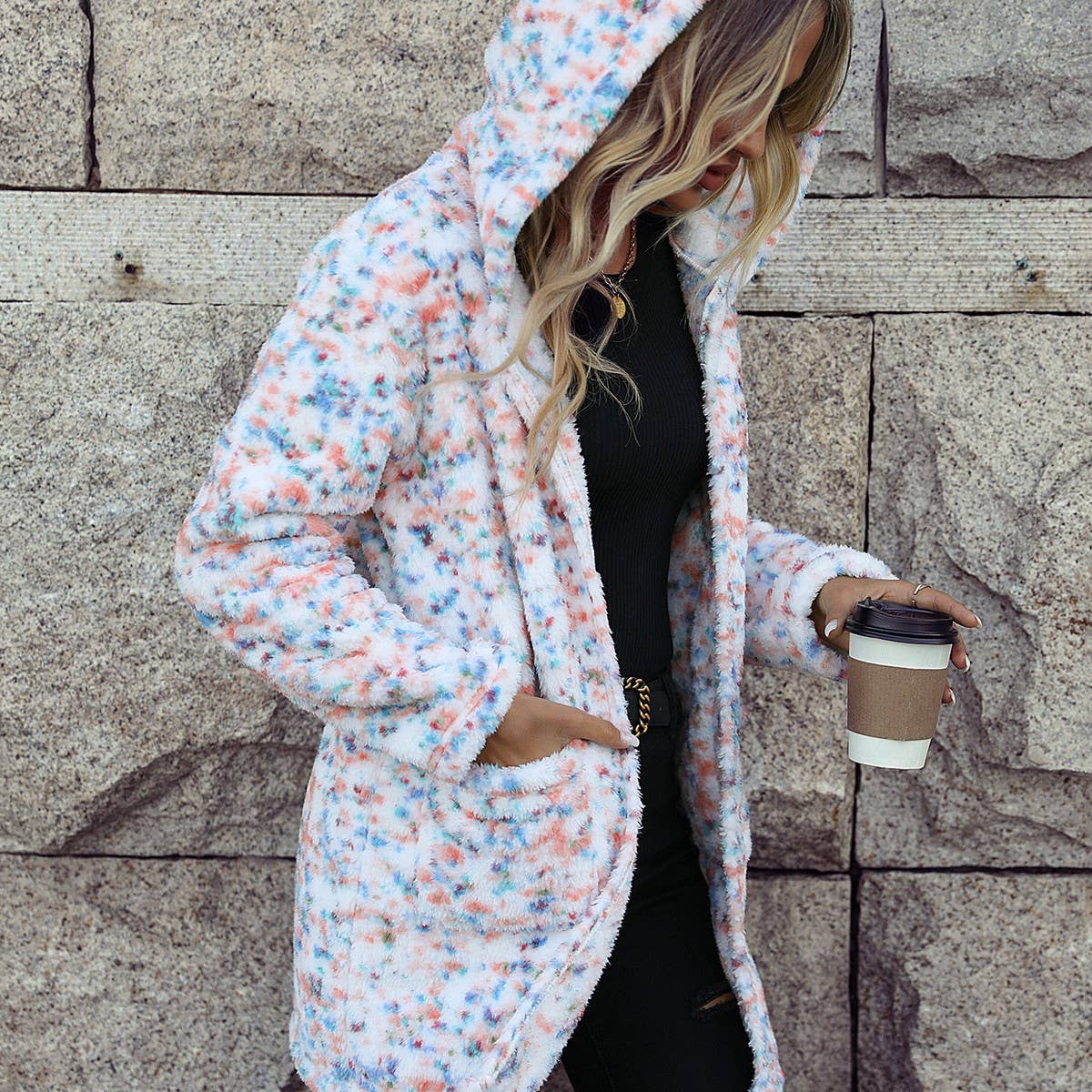 Snowflake duffel Christmas style casual coat