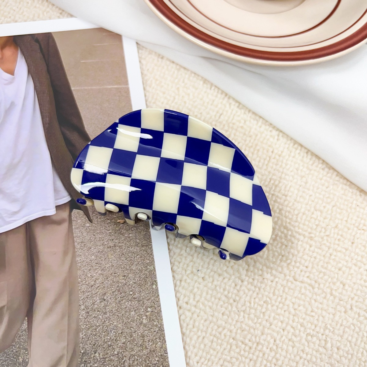 Checkerboard Hair Claw ??Candy Color Acetate Look_CWAHA0395