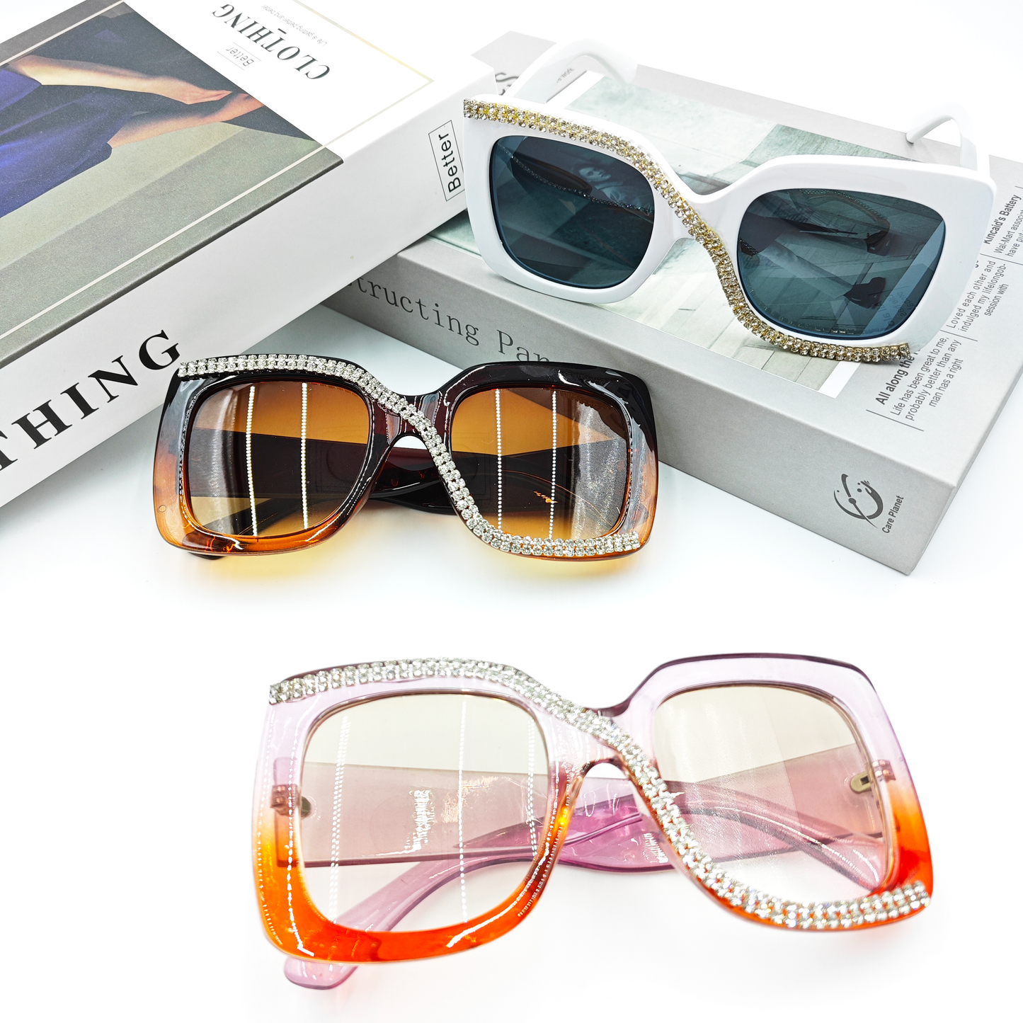 S SHAPED DIAMOND SUNGLASSES