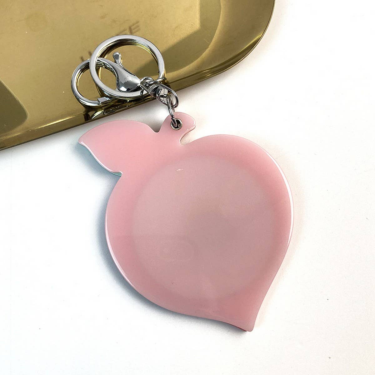 Creative Peach Mirror with Keychain, Portable Cute