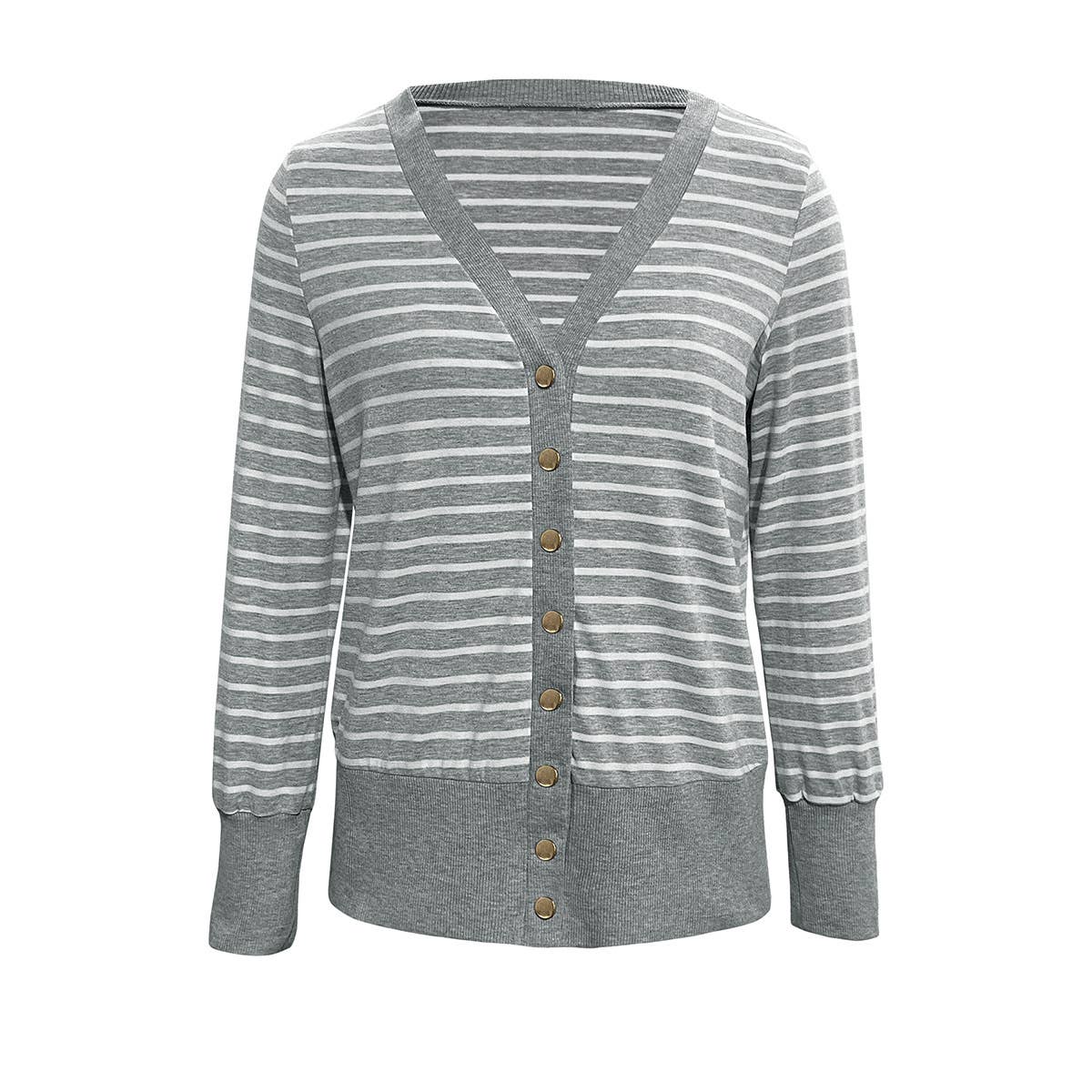 Striped single-breasted slimming cardigan