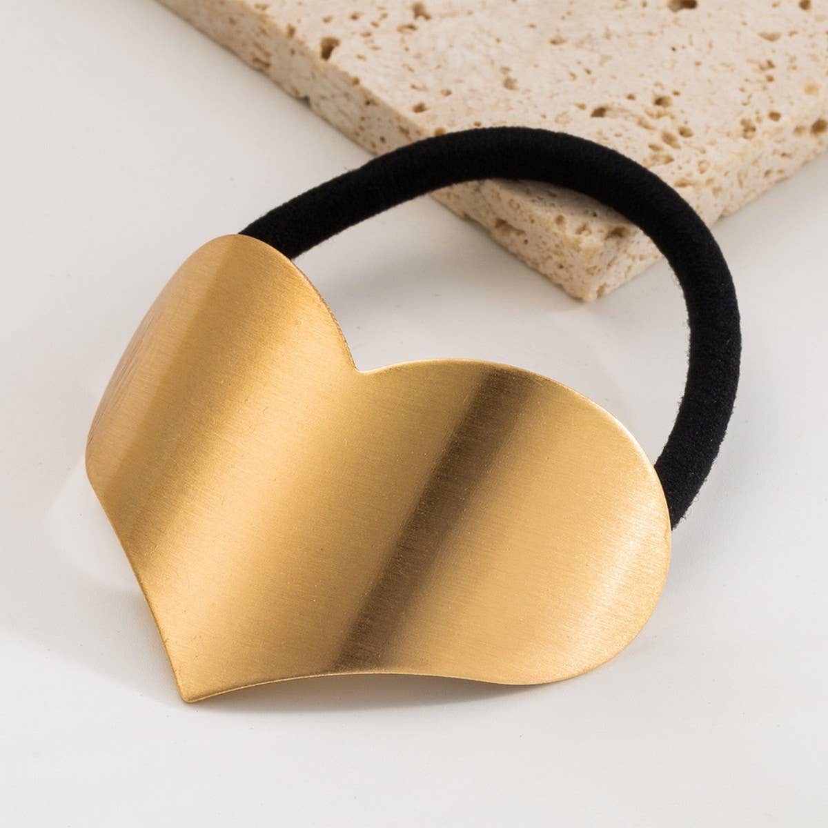 Glossy Metal Heart Geometric Elastic Hair Tie