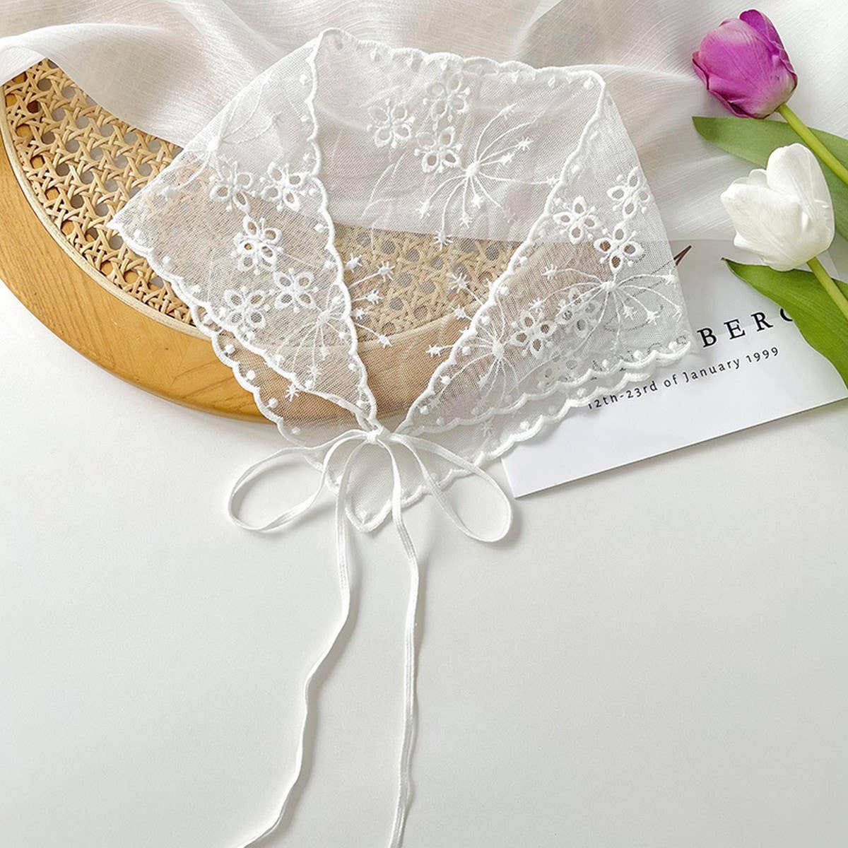 SIMPLE SOLID COLOR HOLLOW LACE SCARF_CWASC0747