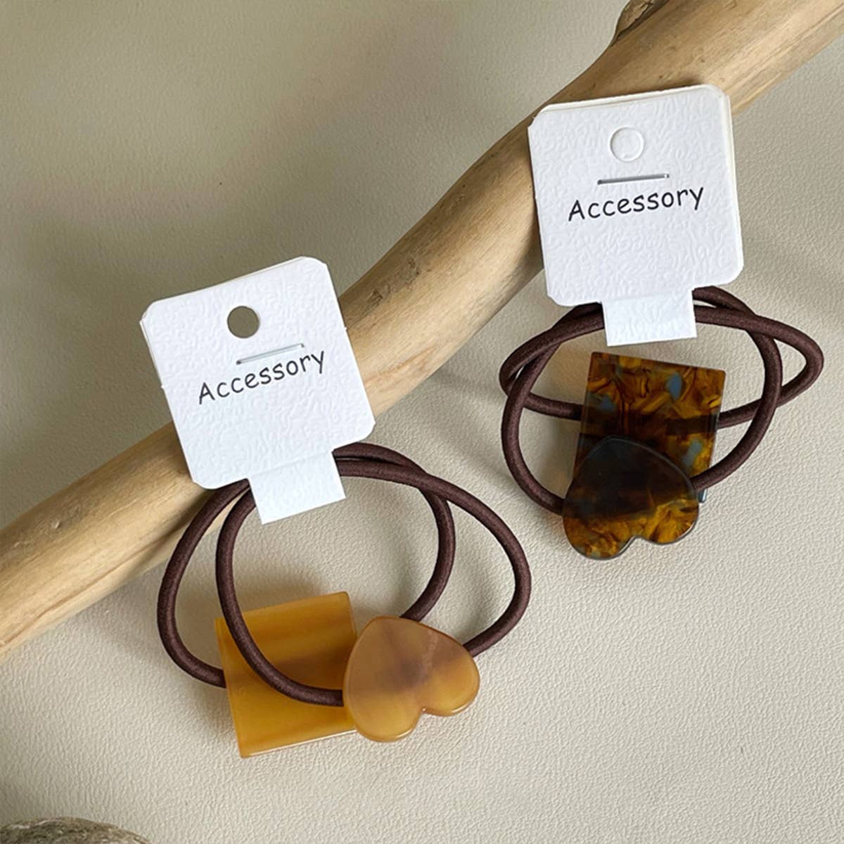 GEOMETRIC SQUARE FASHION HEART HAIR SCRUNCHIES