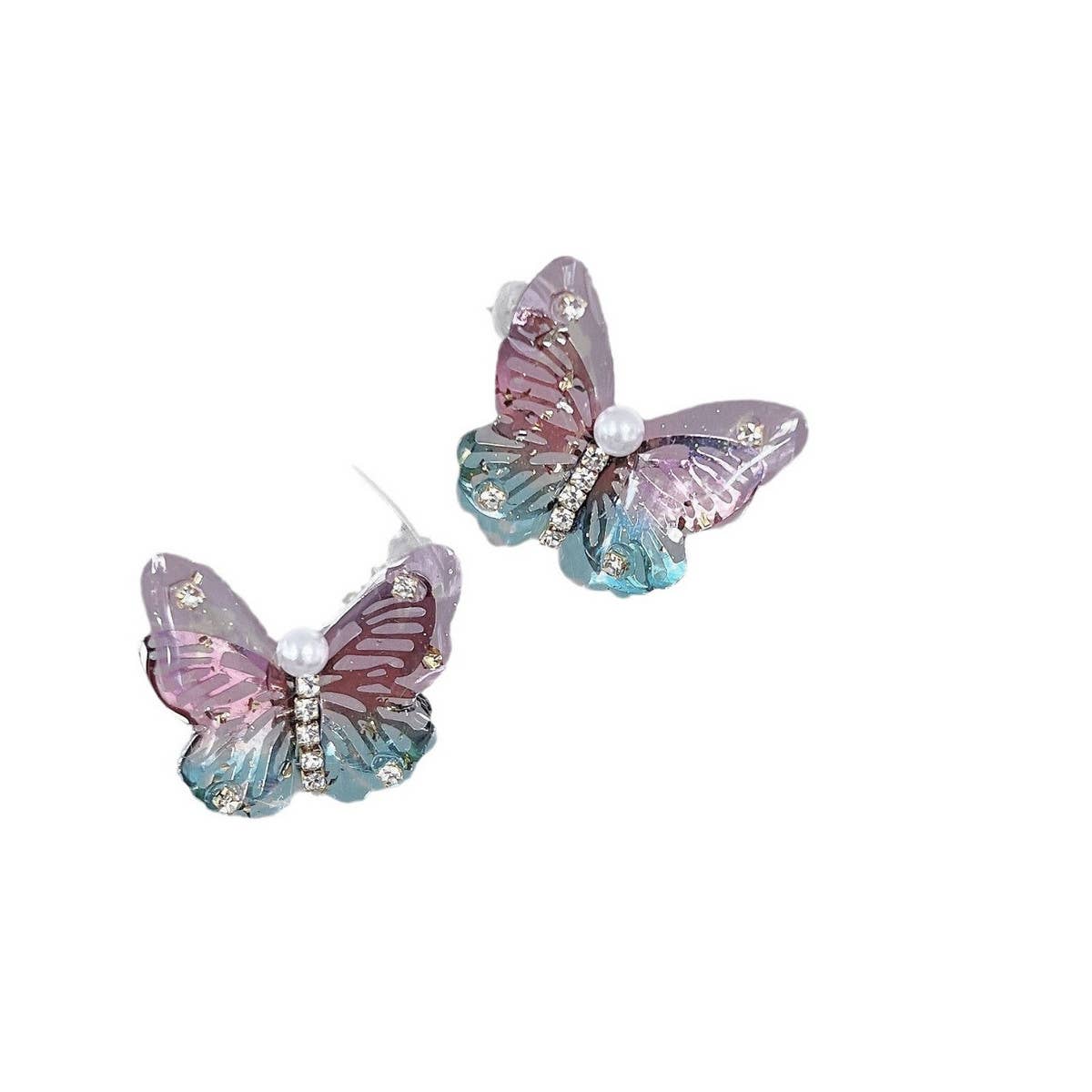 COLORFUL OIL PAINTING PEARL BUTTERFLY EARRINGS