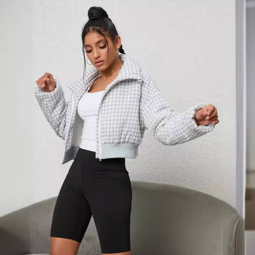 FASHION SUPER SHORT COTTON JACKET LOOSE WARM COAT