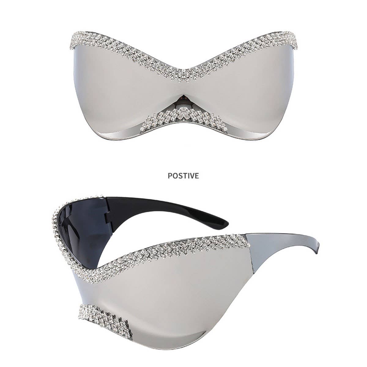 LUXURY RHINESTONE LARGE FRAME CYCLING SUNGLASSES