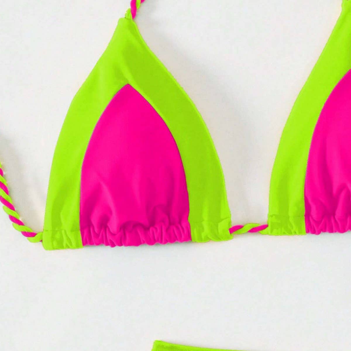 Fluorescent Bikini Set - Sexy Color Block Swimsuit