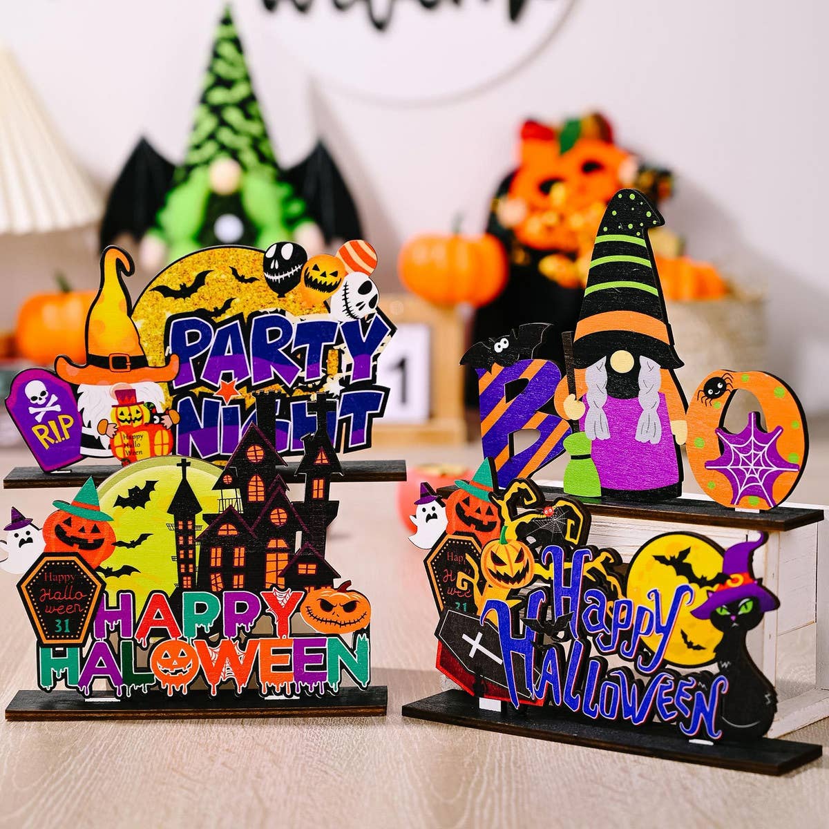 HALLOWEEN WOODEN DECORATIONS FOR HOME