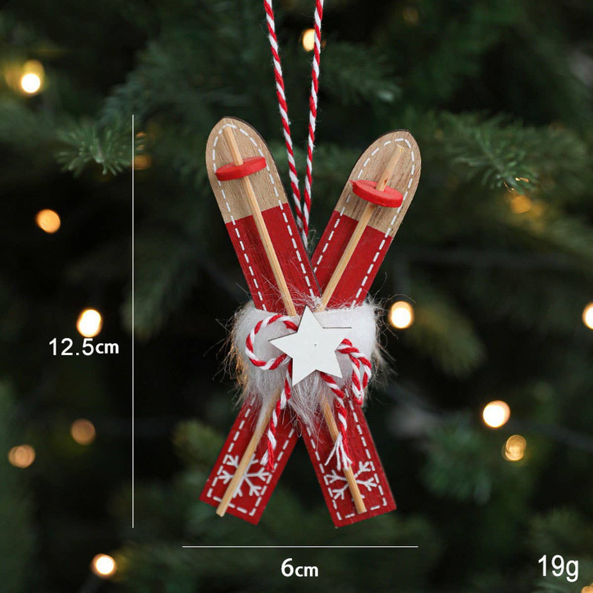 Wooden Red Sled Christmas Tree Hanging Decoration_CWMM9792
