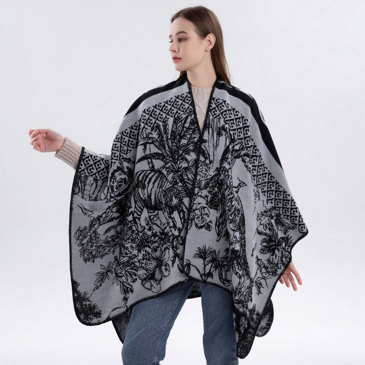 KNITTED SHAWL SCARF RETRO FASHION PRINTED SHAWL