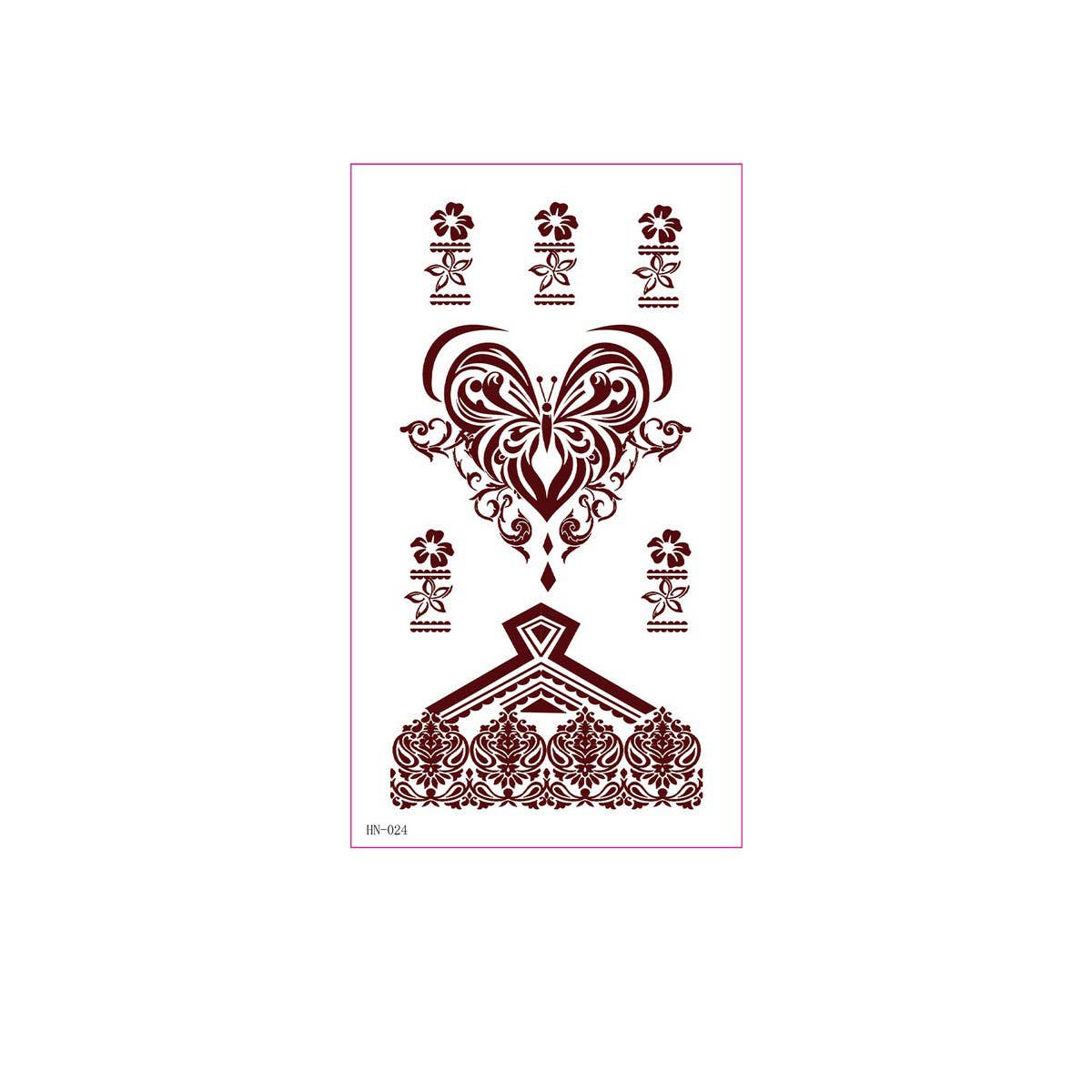 Brown Red Henna Style Tattoo Stickers Waterproof_CWMM8344