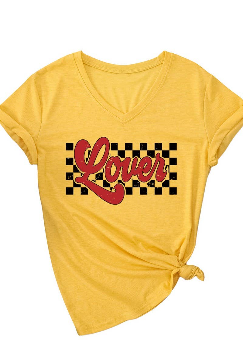 TEMPERAMENT TRACK PRINTED V NECK T SHIRT_CWTTS0712