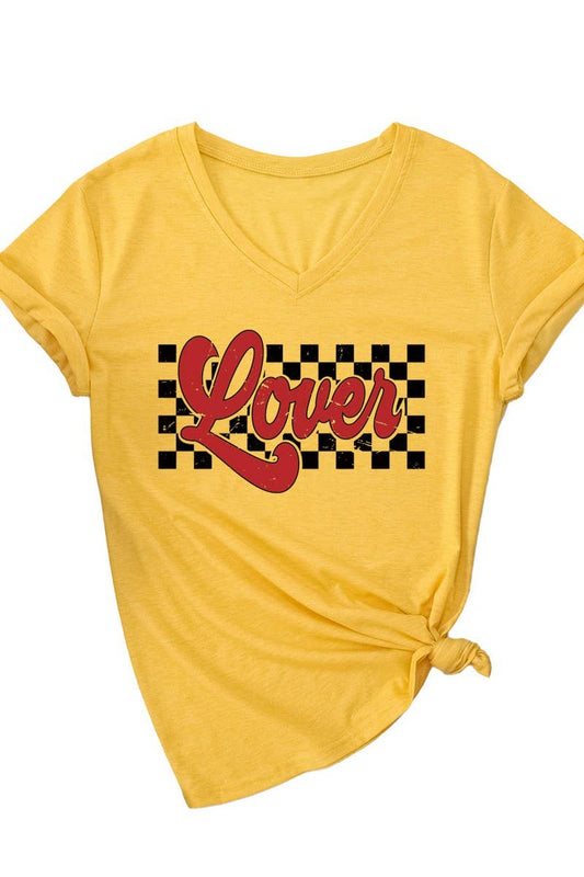 TEMPERAMENT TRACK PRINTED V NECK T SHIRT_CWTTS0712