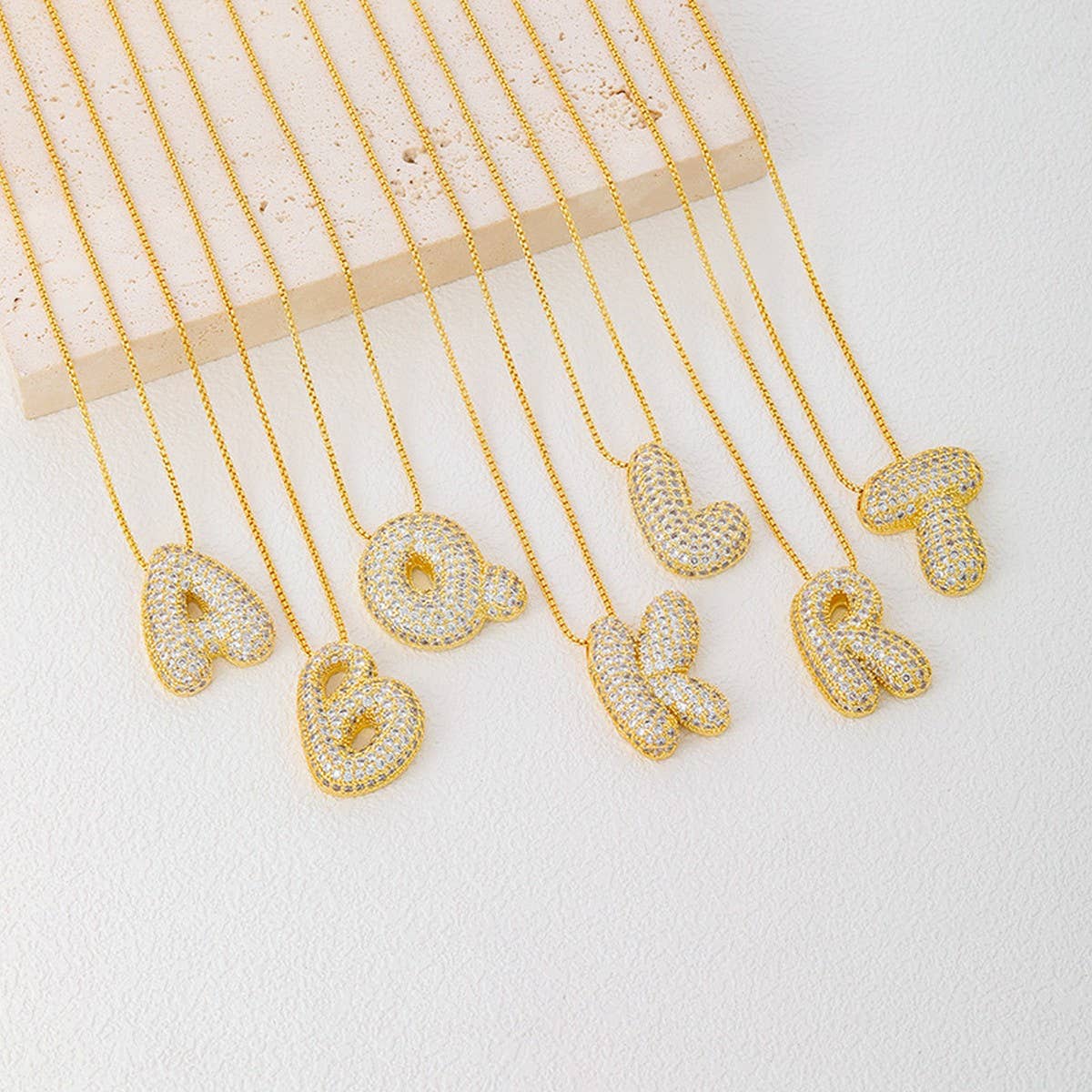 26 Letters Necklace - Copper Zirconia Pendant_CWMM5864