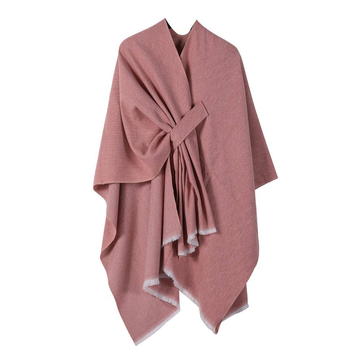 SHAWL KNITTED SOLID COLOR OBLIQUE STRAP CAPE