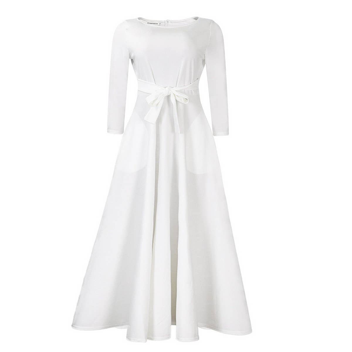 FASHIONABLE AND ELEGANT LACE-UP PLUS SIZE DRESS_CWDMD3654