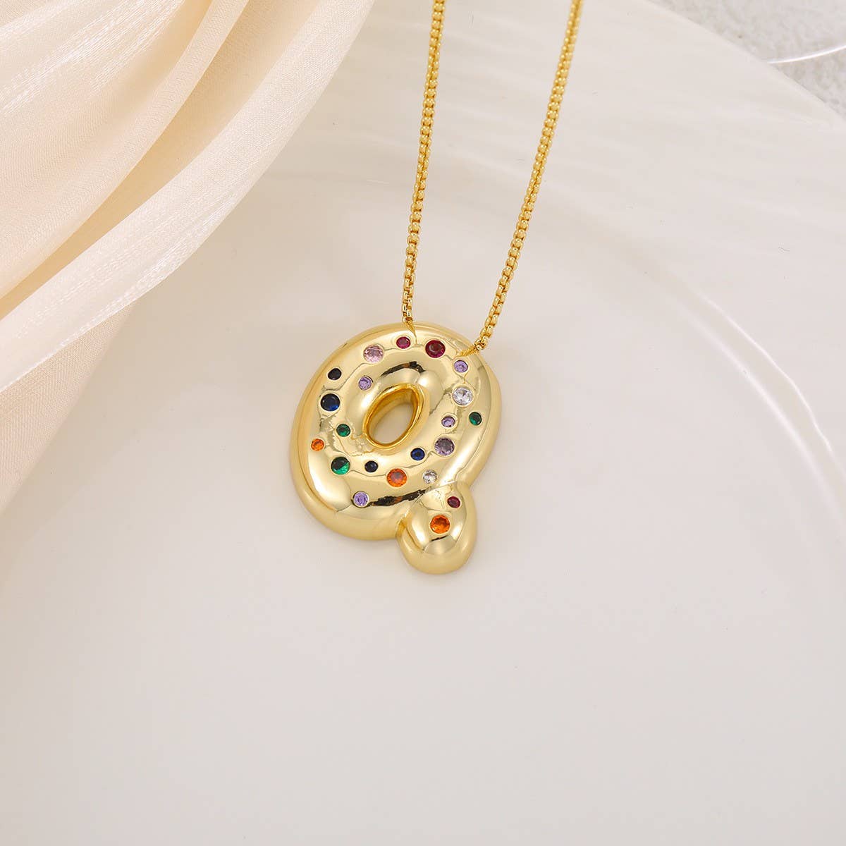 Creative Glossy Colorful Letter Pendant Necklace