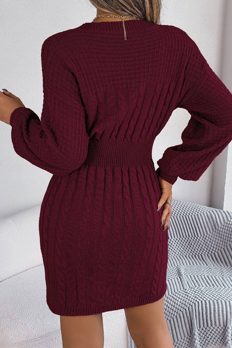 CWDSD5798_HOLLOW-OUT LONG-SLEEVED HIP WRAP DRESS SHORT