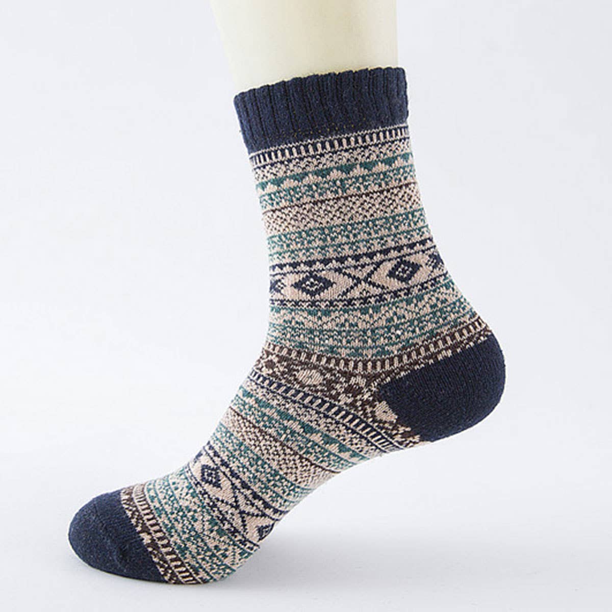 ALPACA VINTAGE FLORAL PATTERN CREW SOCKS_CWMS0205
