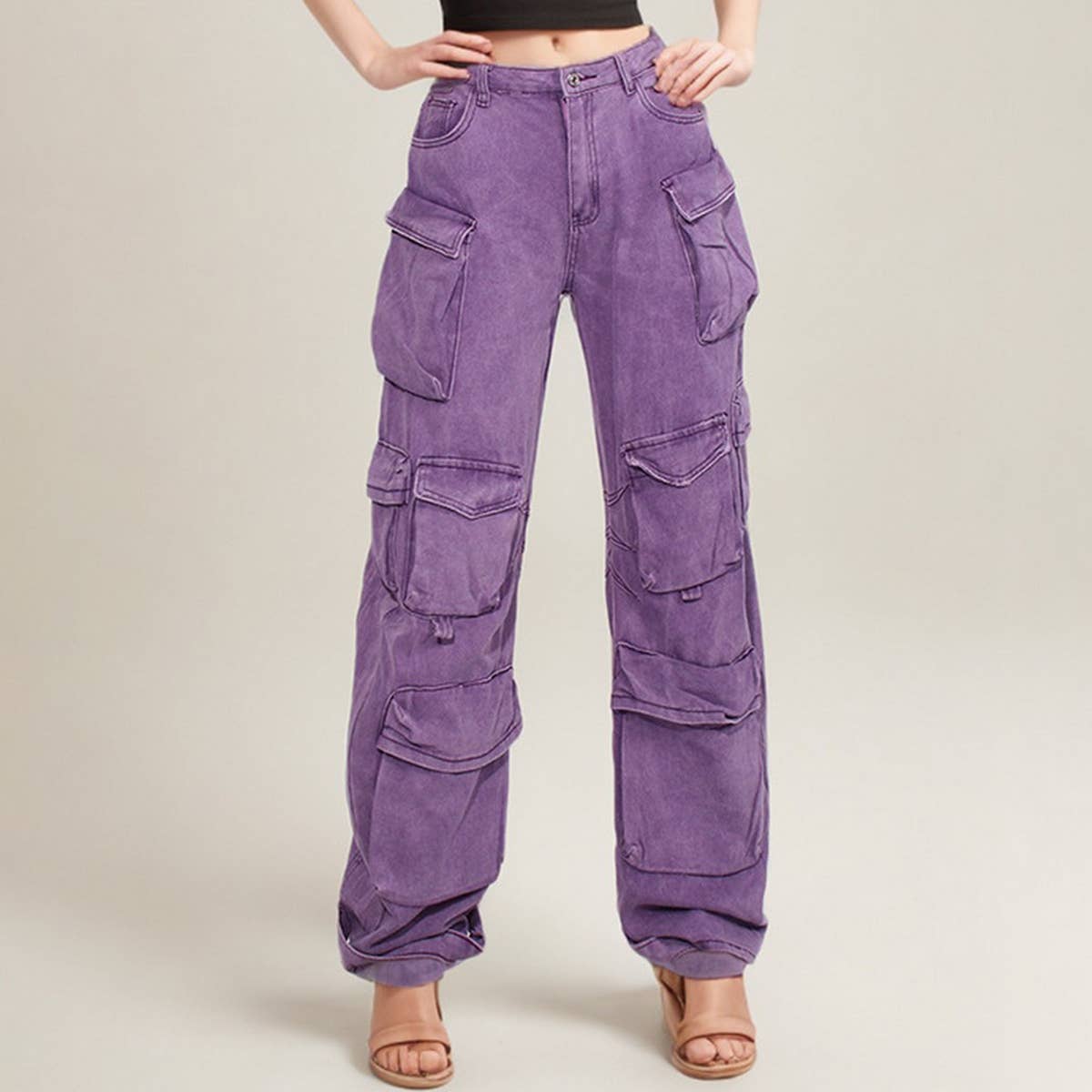 MULTI POCKET LOOSE CARGO PANTS JEANS
