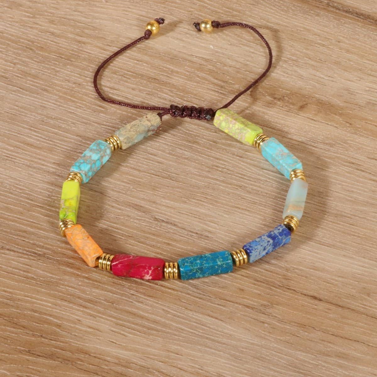 COLORFUL RECTANGULAR BEADS YOGA BRAIDED BRACELET