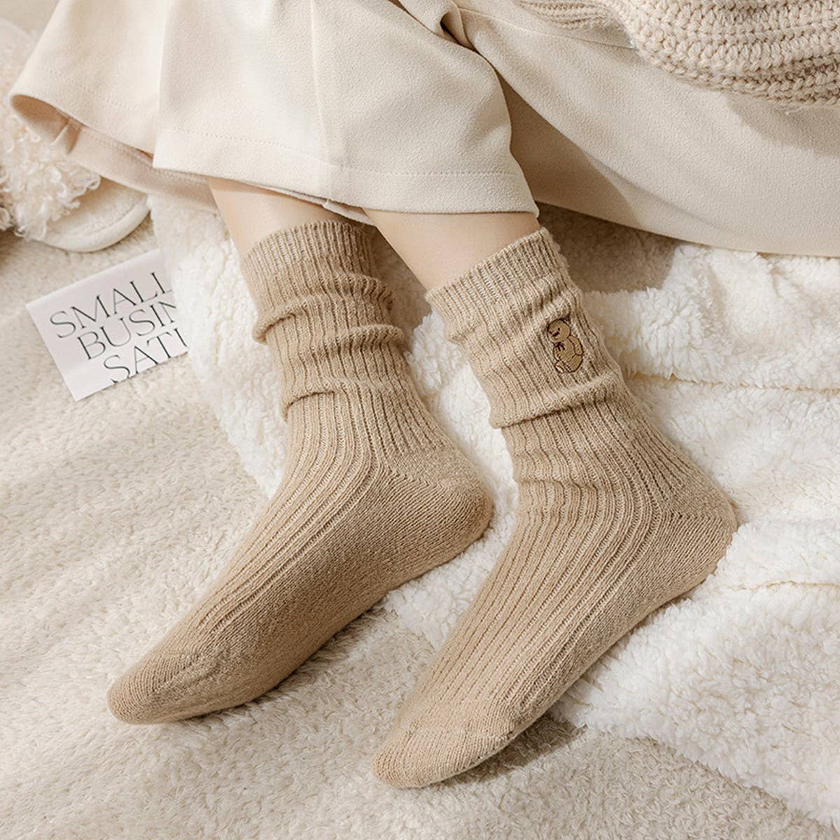 WINTER PLUSH BEAR CUTE PILE SOCKS