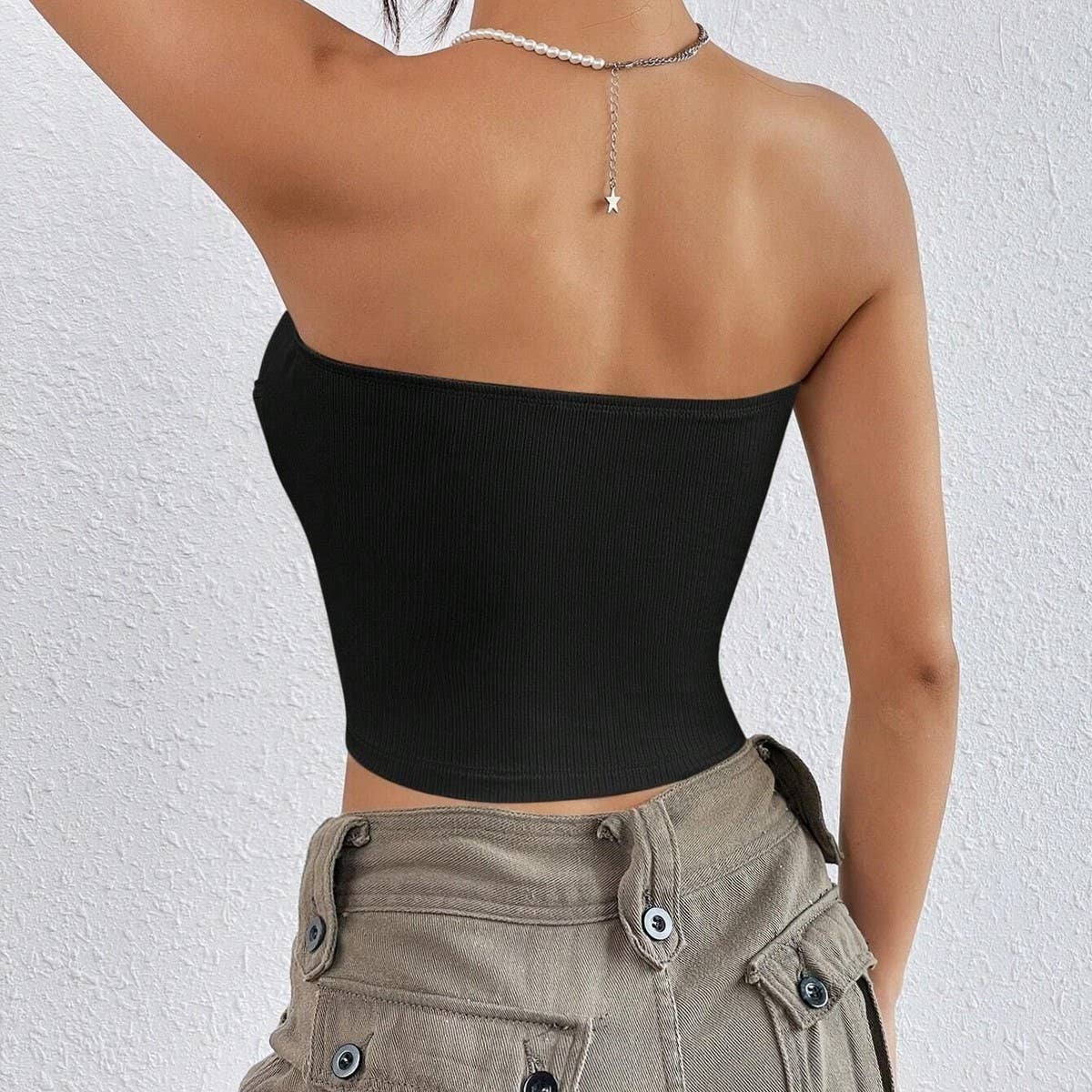 Sexy knit slimming strapless top